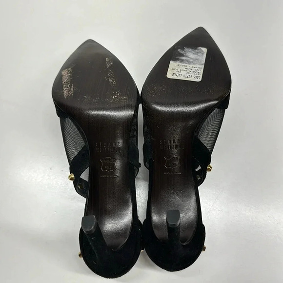 Stuart Weitzman Saunter Studded Suede Ankle Heeled Pumps Heels Black Size 6.5 - Picture 10 of 13